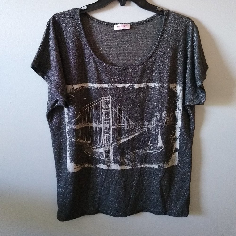 Orsay‎ metallic/lurex graphic top XL